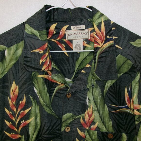 Boca Classics Silk Island Wear Floral Hawaiian Men's Shirt Large - Picture 2 of 3